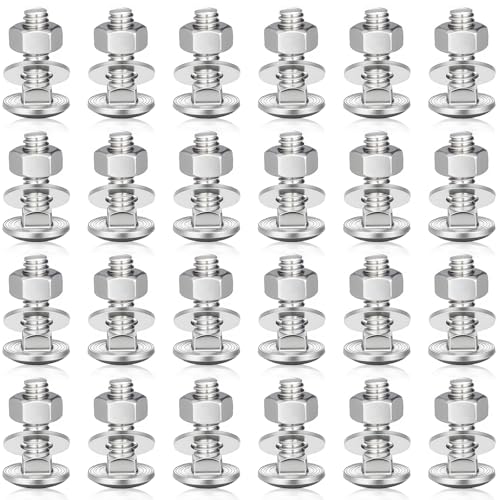 Image of Zonon 25 Sets 3 /8-16 x 1 Stainless Steel Carriage Bolts and Nuts Kit Round Head Square Neck Carriage Bolts Screws and Hex Nuts and Flat Washers, Stainless 18-8 Full Thread Coverage (Silver)