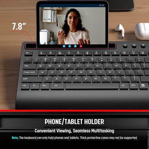 Teclado y mouse inalámbricos silenciosos Trueque para oficina con soporte para teléfono integrado 3