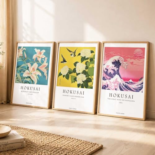 Image of kotart Japanese Nature Art Posters with Frame | Aesthetic Japan Nature Arts Posters with Frames | Japanese Art Framed Poster for Bedroom Living Room Gaming Room Wall Decor Set Of 3 (13X17 inch)