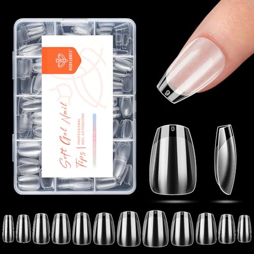 Image of Modelones Extra Short Coffin Nail Tips Pre-shaped Soft Gel Fake Nails False