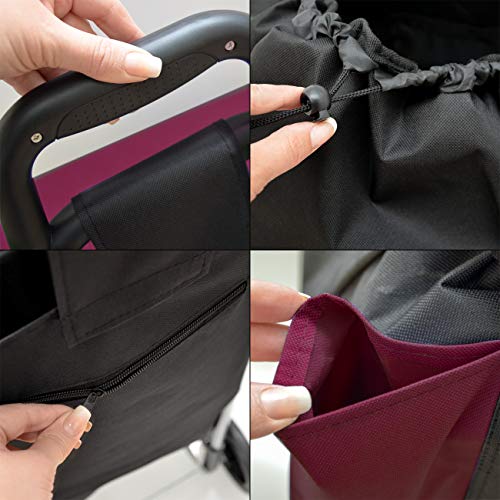 EYEPOWER 48L Einkaufstrolley Faltbarer Einkaufsroller 94x37x30 cm Trolley Rot – Bild 7