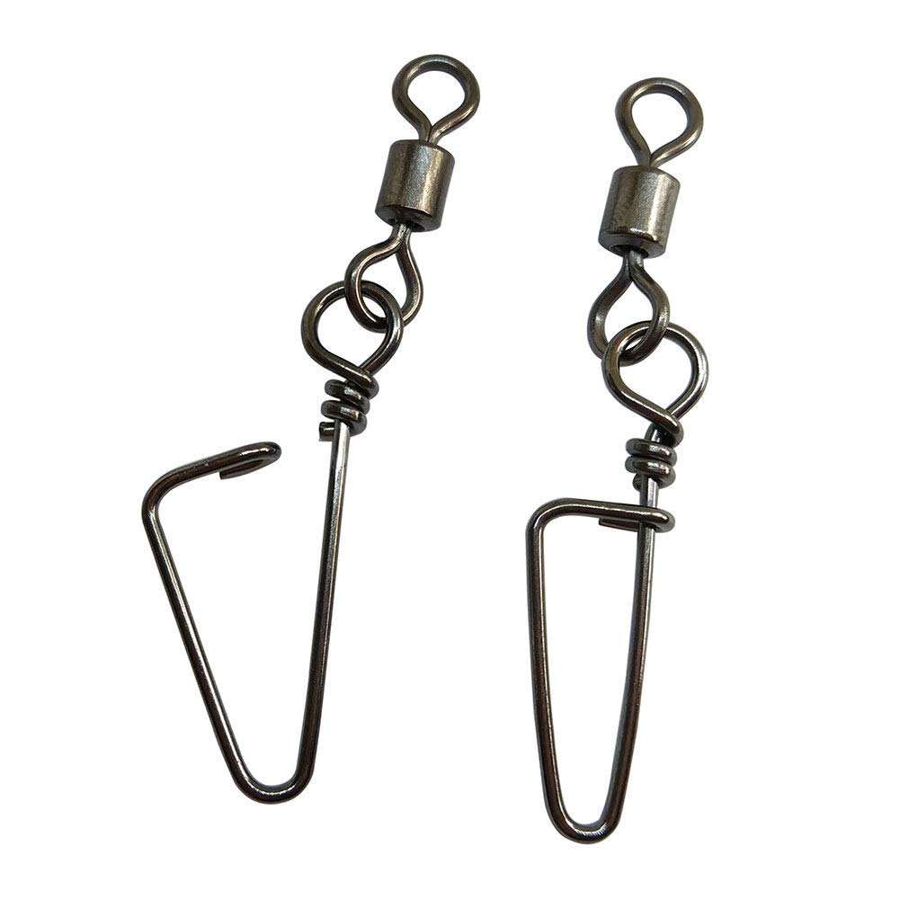 Unclesport 100pcs Fishing Rolling Swivel Coastlock Snap Ice Fishing swivels Bass Fishing Tools 2#-1.81