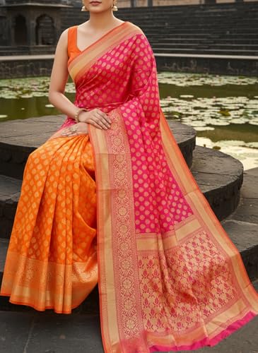 Image of Glory Sarees Women's Woven Pure Soft Kanjivaram Silk Saree Banarasi Style With Blouse Piece for Wedding