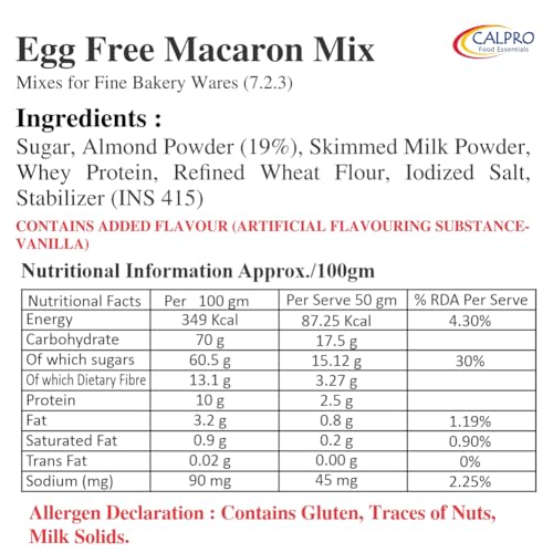 Image of Egg Free Macaron Mix - 1KG French Macarons, Made with Whey Protein Milk Solid & California Almond Powder, Taste Of Almonds! 100% Vegetarian! Chewy-And-Crusty