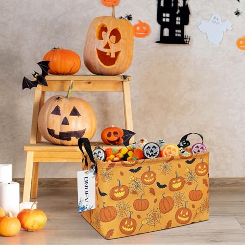 Image of Rectangular Halloween Basket Pumpkin Box Trick or Treat Gift Basket Halloween Party Cute Storage Box Organization Box Room Decoration (Halloween Pumpkin)