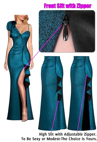 Image of VFSHOW Womens Ruffle One Shoulder Wedding Formal Prom Evening Maxi Dress