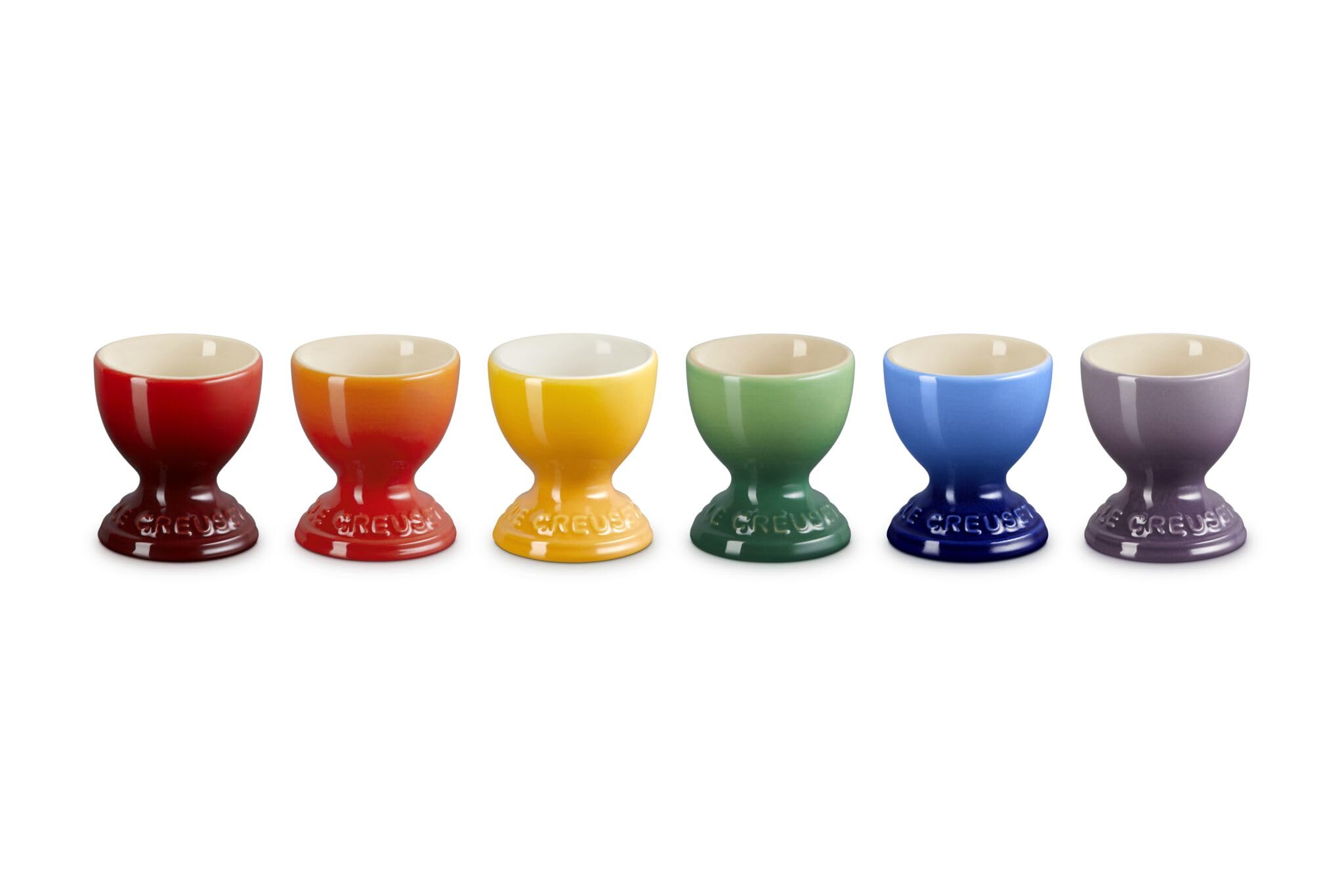 Le Creuset Steingut-Regenbogenset mit 6 Eierbechern