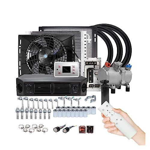 ユニバーサル自動車自動車電動エアコンコンプレッサー 12V 24V 車のバンストリートロッドホットクラシック A/C コンディショナー,低消費電力(Single Cool 12V)