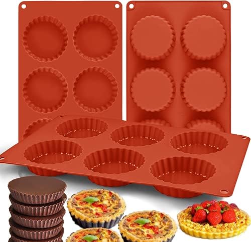 Tart Pans Silicone, 3 Pcs Mini Tart Pans Silicone Mold for Whoopie Pie, Muffin Top Pans Non-Sticker for Baking, Fruit Pie, Peanut Butter