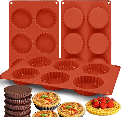 Tart Pans Silicone, 3 Pcs Mini Tart Pans Silicone Mold For Whoopie Pie, Muffin Top Pans Non-Sticker For Baking, Fruit Pie, Peanut Butter #TOP24