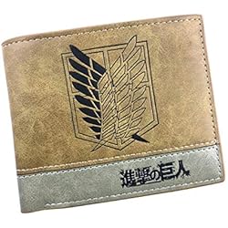 GUGUBU Attack on Titan Shingeki no Kyojin - Cartera de piel sintética plegable para cosplay, color beige, beige, Bi Fold, Casual
