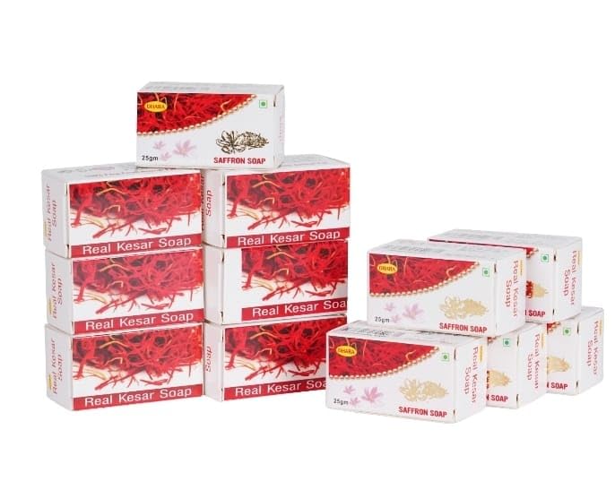 Real Kesar Bath Soap Pack of 6 | Ayurvedic Saffron Soap Bars (25g Each)(02_25g_6_Dhar)-picture-33