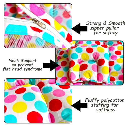 Image of VParents Mite (Polka Dots) Cotton Bedding Set & Mosquito Net