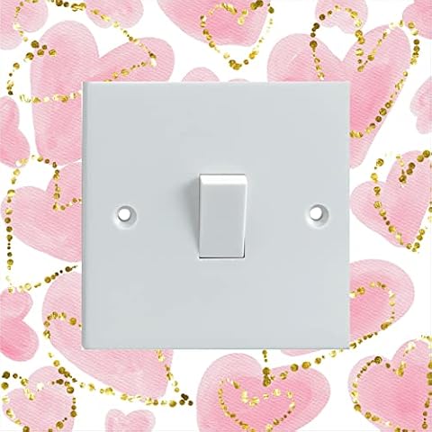 Pink Watercolour Hearts Light Switch Sticker Cover