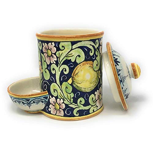 Hand-Painted Italian Ceramic Salt Jar - Authentic Tuscan Pottery for Kitchen Elegance - Image 3