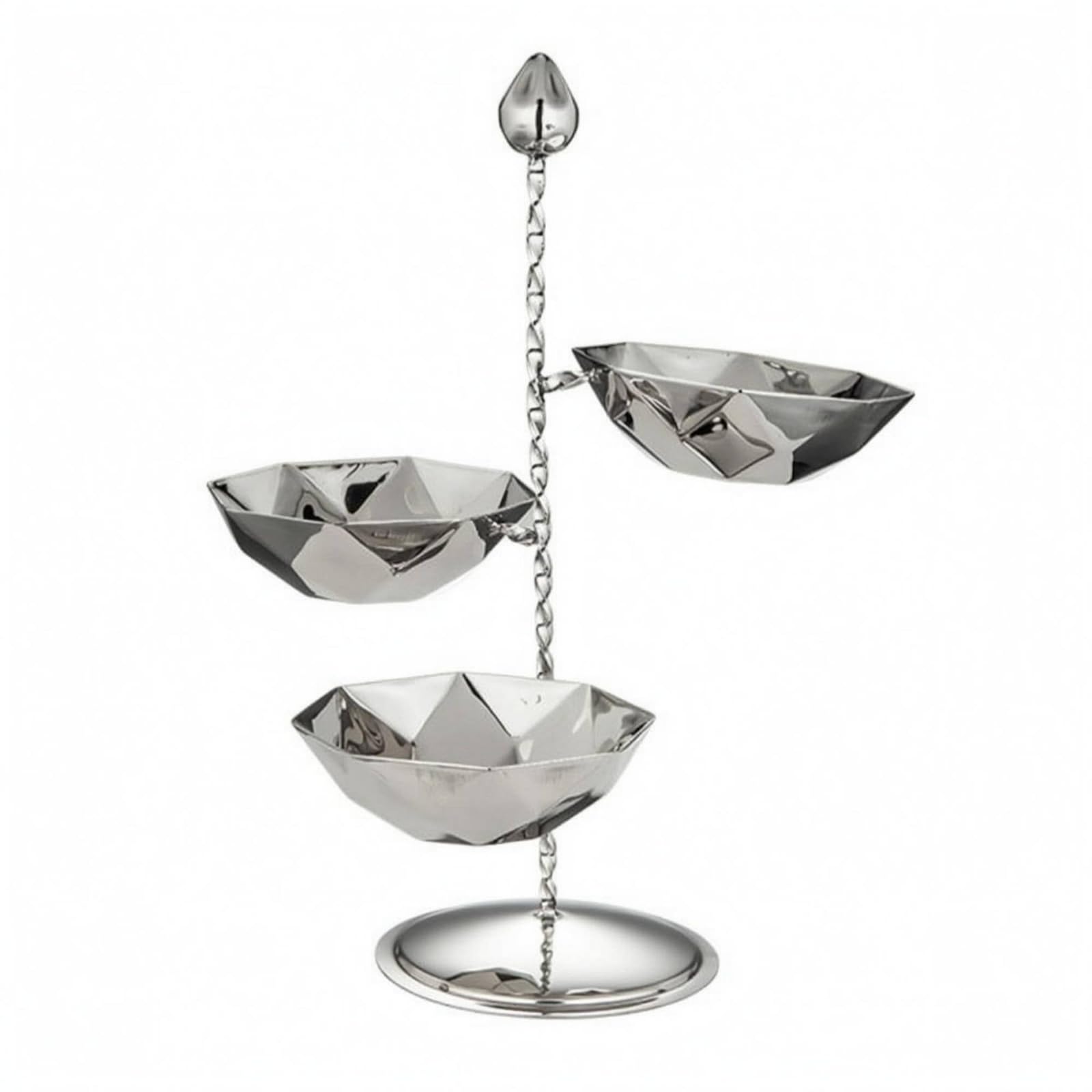 Gralara Présentoir Trois Bols Table Présentoir Acier Inoxydable Stable Support D'exposition à 3 Niveaux , Support À Collations À Trois Têtes En Diamant