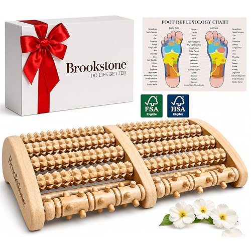 Brookstone Foot Massager for Neuropathy & Plantar Fasciitis Relief - Wooden Foot Roller Massager...