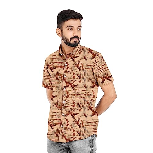 Image of Venisa Men's Cotton Blended Printed Casual Shirt