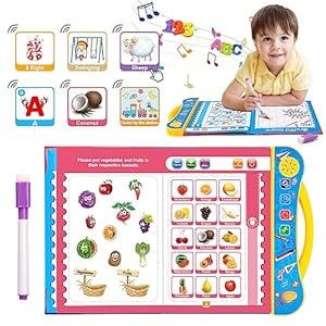 Qizebaby Kids ABC Sound Book, Interactive Electronic Learning Talking Books for Toddlers with Drawing Pen, Alphabet, Numbers, Animals, Music, Preschool Educational Toy for Boys Girls 2 3 4 5+ Year Old