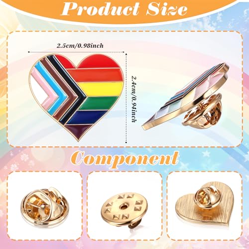 Image of 4 Pcs Metal Pride Pins Pins Hearts Inclusive Progress Pride Pin Rainbow Gay Flag LGBTQ Progressive Lapel Rainbow Bulk Enamel LGBT Lapel For Clothes Bags Hats Valentine's Day Accessories