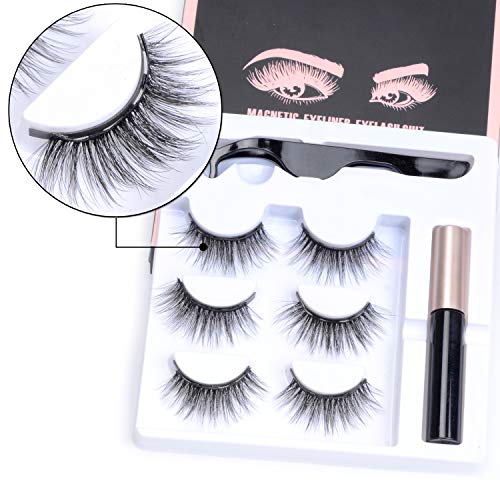 NAISIER 3Pairs Eyelashes Magnetic Eyeliner and Eyelashes Kit, Eyeliner Kit.
