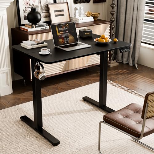 Image of ERGOMAKER 35 inch Electric Standing Desk, Height Adjustable, Sit Stand Up Desk for Home Office & Computer Workstations, Memory Controller, Black