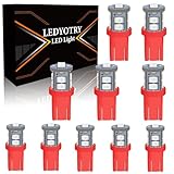 LEDYOTRY 194 LED Bulb for Dome Light License Plate Light, Super Bright Red 168 2825 W5W T10 Wedge Replacement LED Light Bulbs for Car Map Courtesy Step Dash Trunk Light (Pack of 10)