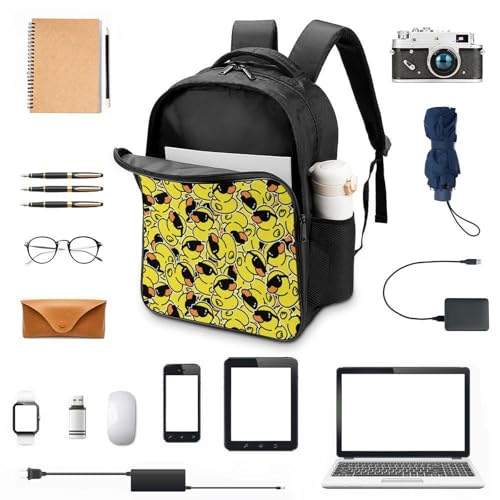 Sunglasses Yellow Rubber Duck Double Compartment Large Capacity Backpack Unisex3