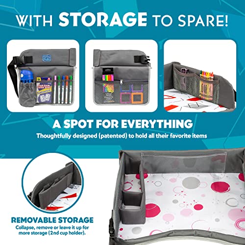 Kenley Kids Travel Tray, Toddler Car Seat Lap Tray, Road Trip Essentials Activity Table (Pink/Gray)