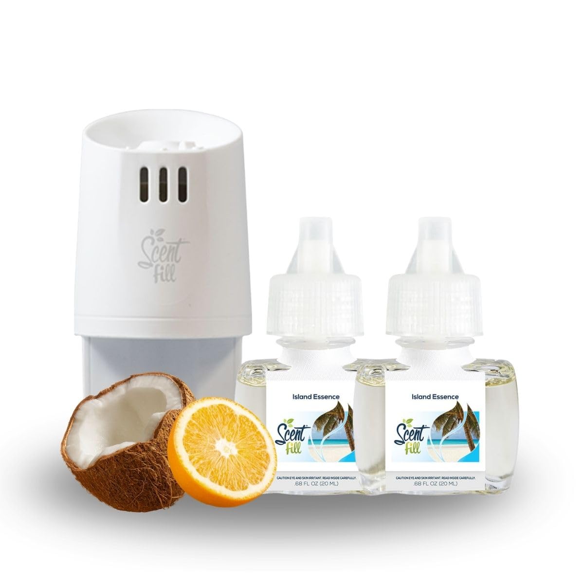Scent Fill Island Essence Plug in Air Freshener, Scented Oil Refills, 2 Refills + Diffuser