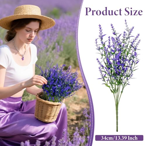 RAINFLOW 7 Pcs Artificial Lavender Flowers - Artificial Flowers for Outdoors Faux Lavender Plants Uv Resistant Plastic Purple Fake Flower for Outside Indoor Porch Patio Window Plan image 2