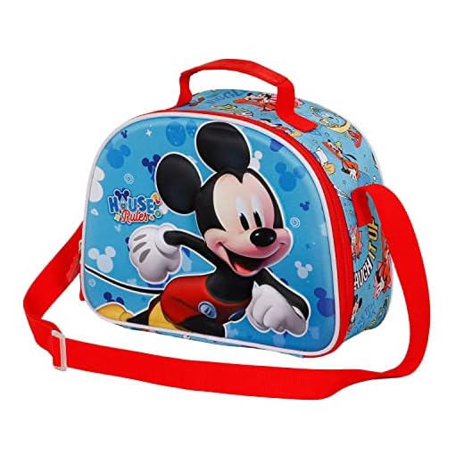 Mickey Mouse House-Bolsa Portamerienda 3D, Azul, 25.5 x 20 cm
