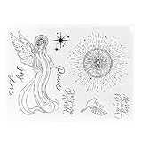 Arbuya Christmas Angel Clear Stamps for Christmas Card Making or Journals Christmas Sentiment Sparckle Light Transparent Silicone Stamps for Scrapbooking Art Journals Album Paper Crafts Decoration