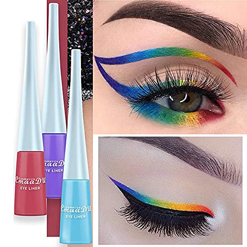 Matte Liquid Eyeliner, OCHILIMA Color Gel Eyeliner, Great Versatility Liquid Eyeliner Long Lasting Makeup Waterproof High Pigmented Colorful Eye Liner Pen for Women Girls (01# White) - Image 3