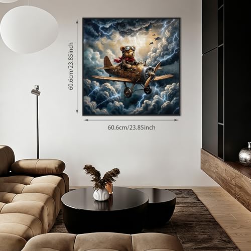 1024 piezas puzzle rompecabezas para adultos de arte steampunk con oso piloto en cielo tormentoso, 23.86 x 23.86 pulgadas miniatura 2