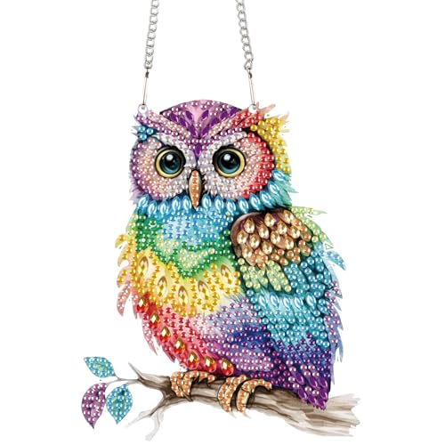 Pendentif peinture diamant hibou coloré kit de décoration cadeau artisanat fait main