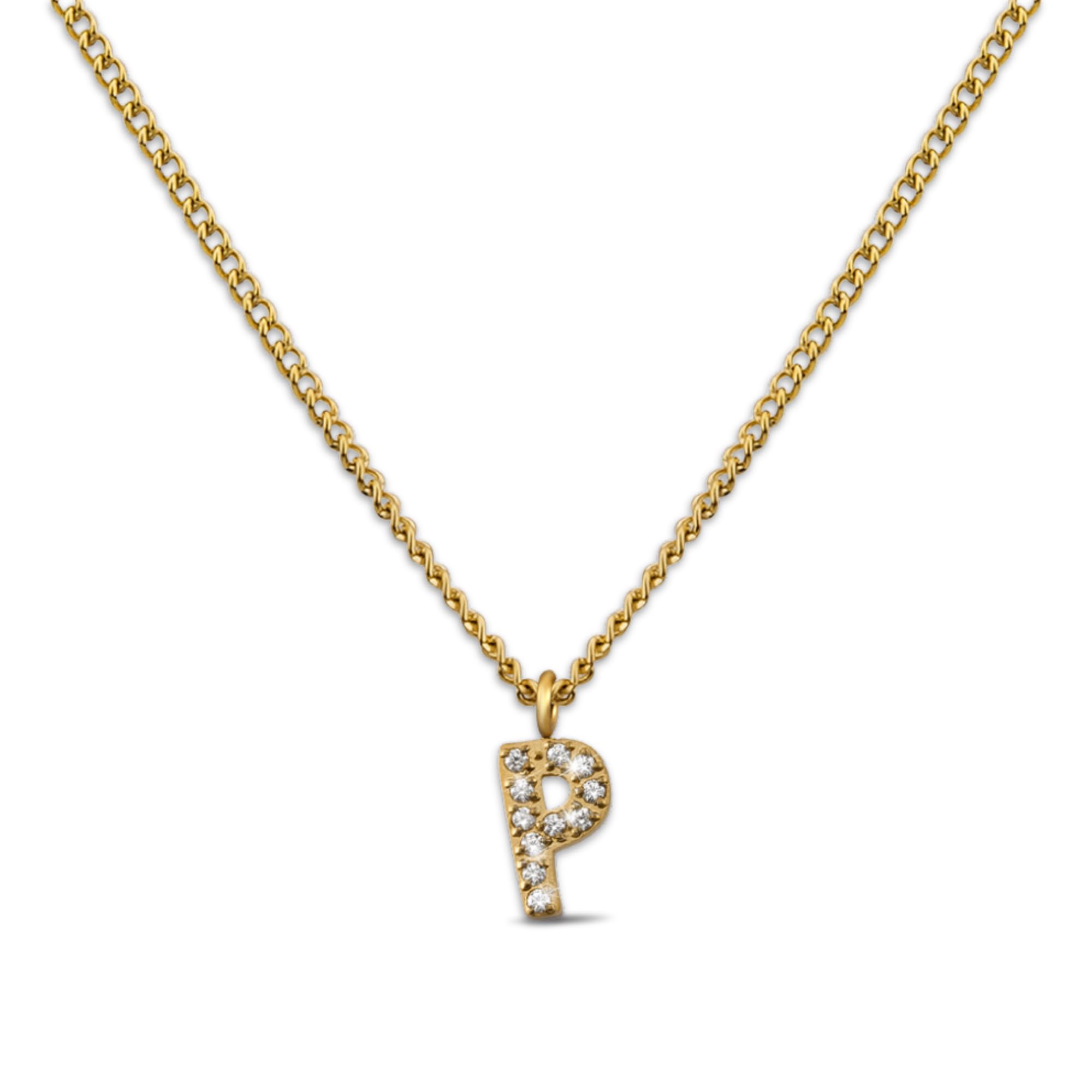 GD GOOD.designs Kette Buchstabe Gold für Damen | 18K vergoldete Halskette mit Zirkonia Initialien | Goldene 316L Edelstahl Buchstabenkette