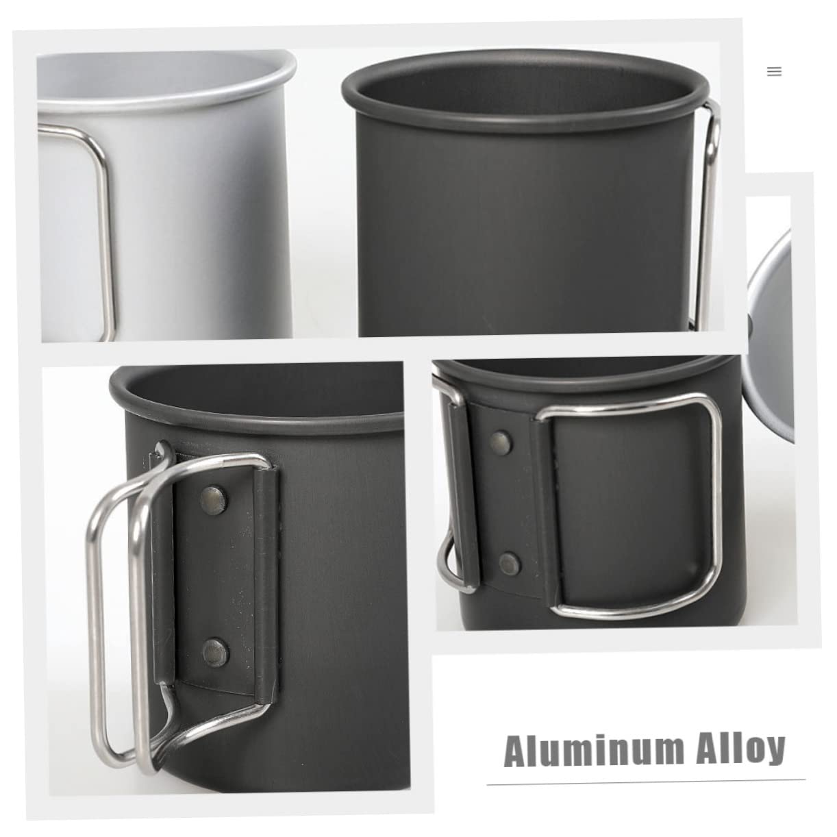 VANZACK 3pièces Tasse De Camping Pliable Aluminium Mug Portable Pour Randonnée Et Activités Plein Air Pour Café Et Thé Design Élégant Et Pratique