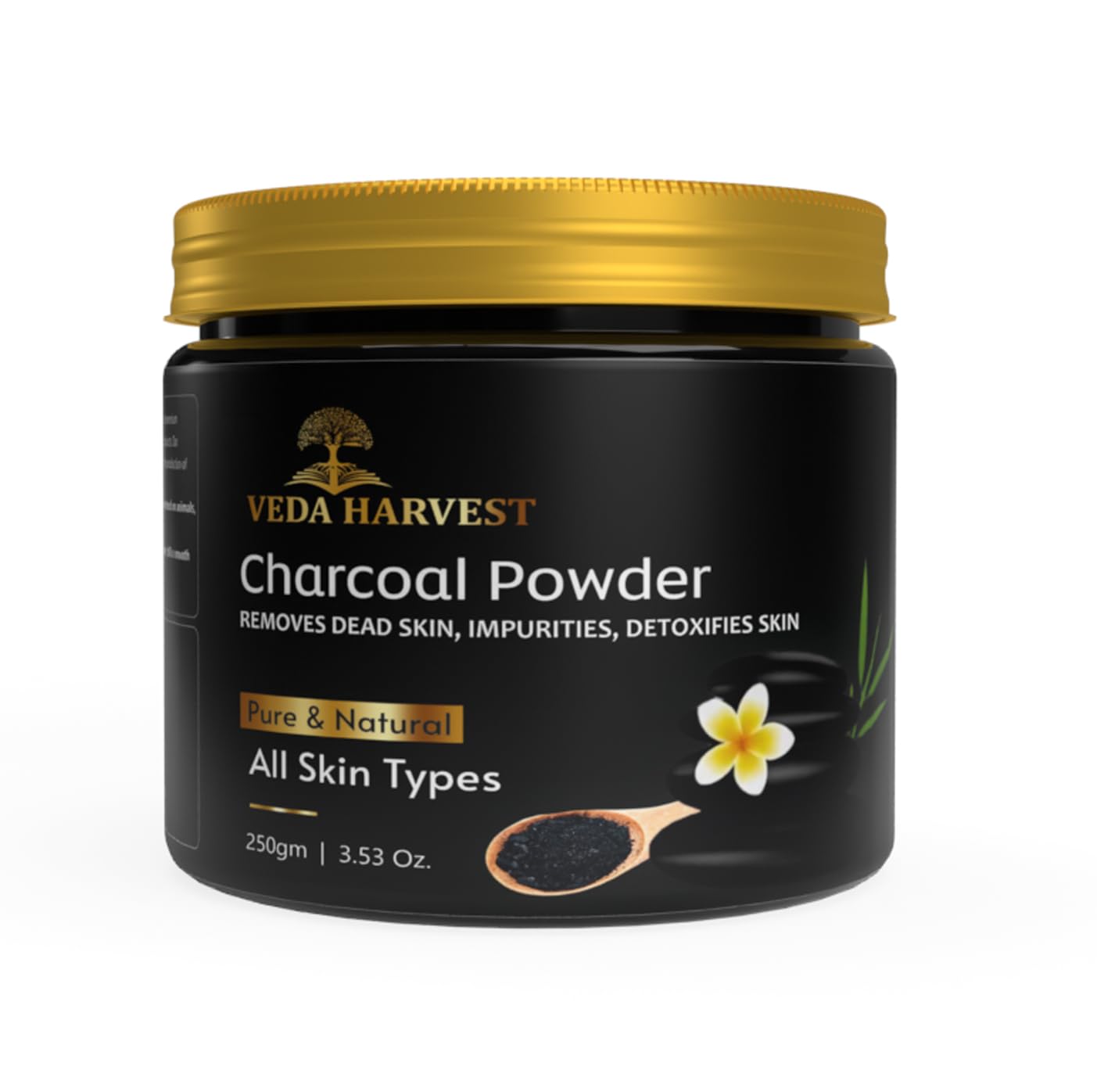 Veda Harvest 100% Natural Activated Charcoal Powder 250gm| Perfect for Skin Detox, Clearing Impurities, Teeth Whitening and Dead Skin Removal for All Skin Types