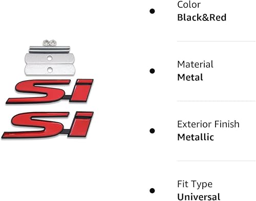 Miniatura 9 de AxleZx 1 emblema de metal negro y rojo para parrilla delantera del automóvil + 1 calcomanía 3D para tapa trasera de carreras, calcomanía deportiva