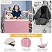 LOVSTORAGE Large Toy Storage Box with Mesh Pockets, Collapsible Toy Organizer with Lids for Kids, Boys, Girls, Ideal Chest for Nursery/Playroom/Bedroom/Living Room, 25.5