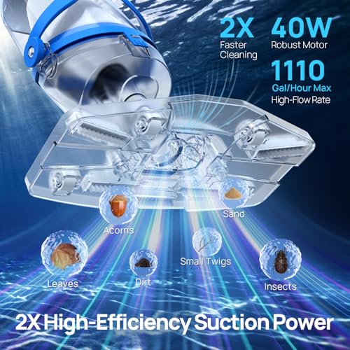Image of Handheld Pool Vacuum for Above Ground & Inground Pools, 1110 GPH Suction | Consciot Cordless Rechargeable Pool Cleaner with Telescopic Pole up to 87.5 inch, 1H Runtime, See-through Head for Spas & More