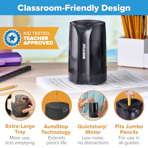 Bostitch Portable Rechargeable Battery Vertical Pencil Sharpener, Black - image 5