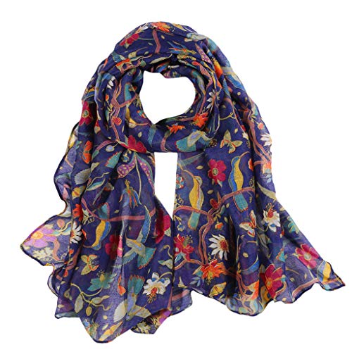 Scarfs for Women Floral Scarves Satin Silk Feeling Scarf Elegant Sunscreen Beach Shawls Wraps Summer Headscarf