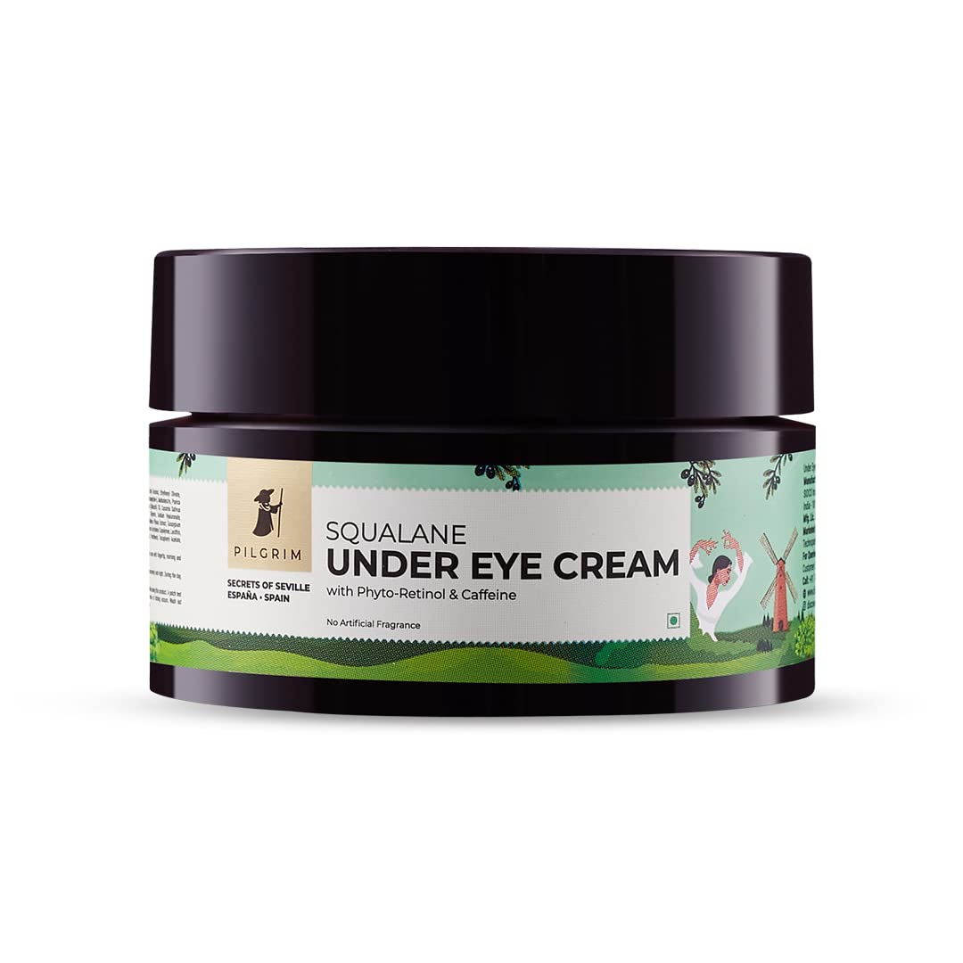 Squalane (Plant derived) under eye cream for dark circles for women & men with phyto-retinol & caffeine| Under eye cream for wrinkles & puffy eyes | Dark circle remover | All skin types |30 gm