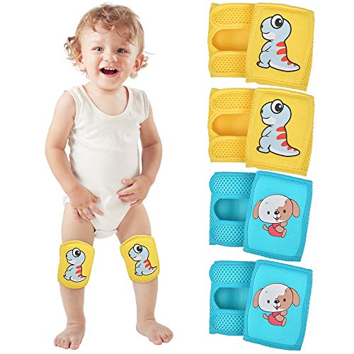 IUMÉ Baby Knee Pads for Crawling (4 Pairs), Adjustable Baby/Toddler Knee pads, Crawling Pads,Protective Knee Pads Leg Warmer Safety Protective Cover Toddlers Learn to Walk Children Kneepads