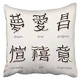 Hotyle Fundas de Almohada de Tiro Inglés Kanji Letras de tr