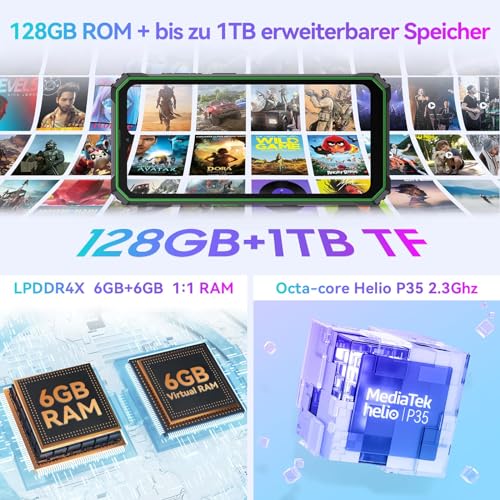 Blackview BV6200 Pro 13000mAh Outdoor Handy Ohne Vertrag,12GB+128GB Outdoor Smartphone...