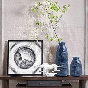 Yundu Navy Blue Ceramic Flower Vases for Home Decor Set of 3, Living Room Décor, Modern Farmhouse and Neutral Home Décor, Pmpas Grass Vase, Shelf, Mantle, Centerpieces Minimalist Décor Yundu Navy Blue Ceramic Flower Vases for Home Decor Set of 3 Living Room Decor Modern Farmhouse and Neutral Home Decor Pmpas Grass Vase Shelf Mantle Centerpieces Minimalist Decor