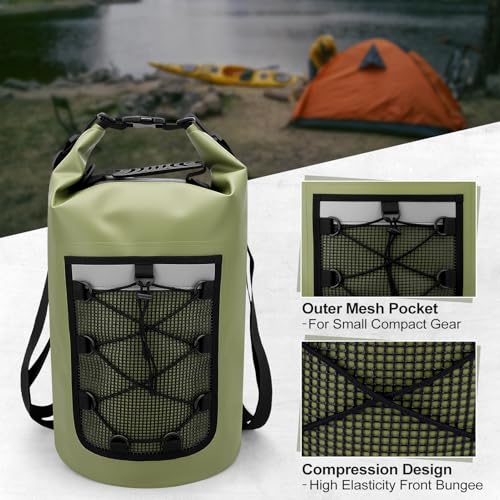 Bolsa seca, mochila flotante de 30L, bolsa de viaje grande con cierre enrollable y correas para hombres y mujeres, bolsa de viaje para actividades al aire libre como navegación, kayak, pesca, senderismo y rafting miniatura 3
